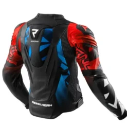 Giacca In Pelle Rebelhorn Inferno Nero Blu Bianco Rosso