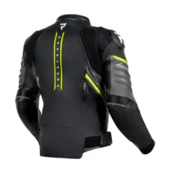 Giacca In Pelle Rebelhorn Veloce Nero Grigio Giallo Fluo