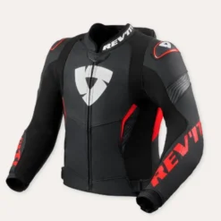 Giacca In Pelle Revit Argon 3 Pro Nero Neon Rosso