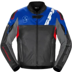 Giacca in Pelle Spidi Dp Progressive Leather Nero Rosso Blu