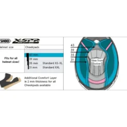 Guanciali Shoei Type-P Cheek Pad 43 Per Casco X-SPR Pro