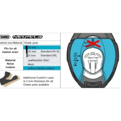 Guanciali Shoei Type-Q Cheek Pad 39 Per Casco Neotec 3