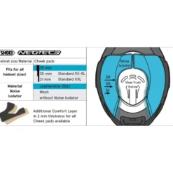 Guanciali Shoei Type-QL Cheek Pad 39 Con Isolante Acustico Per Casco Neotec 3