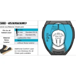 Guanciali Shoei Type-QM Cheek Pad 39 Con Isolante Acustico Per Casco Neotec 3