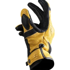 Guanti In Pelle Ls2 Duster Nero Giallo Mostarda