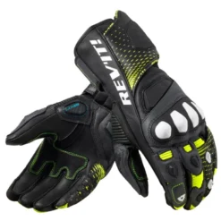 Guanti in Pelle Revit Control Nero Giallo Neon