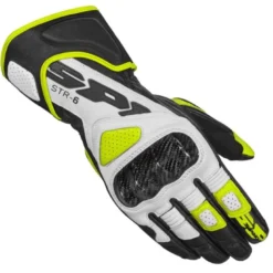 Guanti In Pelle Spidi Str-6 Nero Giallo Fluo