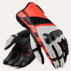 Guanti Moto In Pelle Revit RSR 5 Bianco Neon Rosso