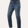 Jeans Uomo Revit Detroit 3 Tapered Blu Scuro Slavato Allungato L36