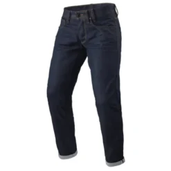 Jeans Uomo Revit Lewis Selvedge Blu Scuro L36 Allungato
