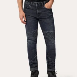 Jeans Uomo Revit Moto 2 Tf Blu Scuro Nero Effetto Usato L30 Extra Accorciato