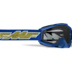 Maschera Moto FMF Powerbomb Rocket Deep Navy Oro Lente Chiara
