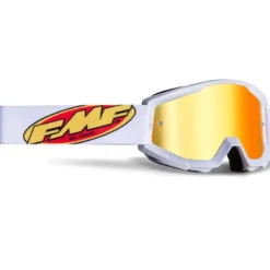 Maschera Moto FMF Powercore Core Bianco Lente Rossa Specchiata