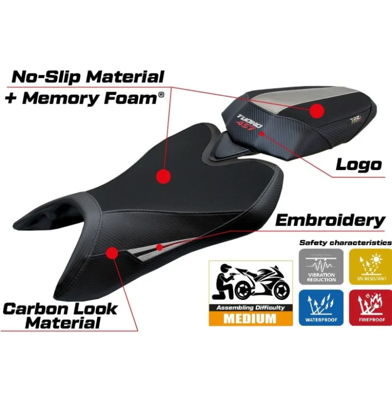 Rivestimento sella compatibile - Aprilia Tuono 457 2025 - mod Vignesh Comfort System