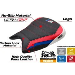 Rivestimento sella compatibile - BMW M 1000 RR 2023-2025 - mod Melk Ultragrip