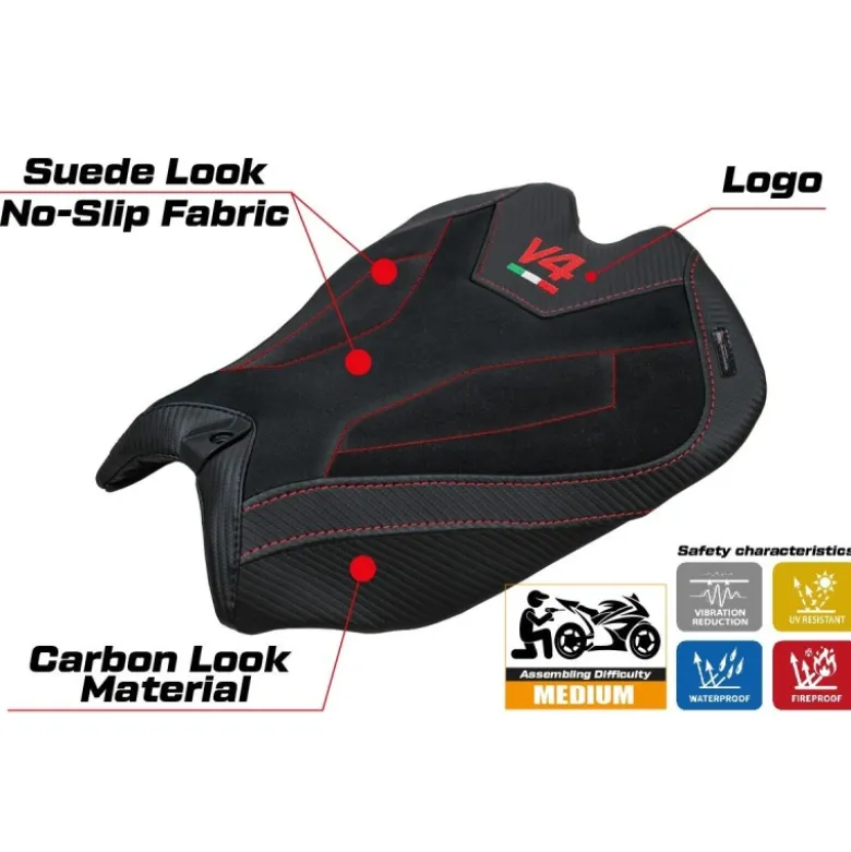 Rivestimento sella compatibile - Ducati Panigale V4 2025 - mod Argenta High Velvet