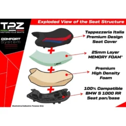 Sella completa compatibile - BMW S 1000 RR 2019-2025 - mod Varel Velvet Comfort System- Ribassata