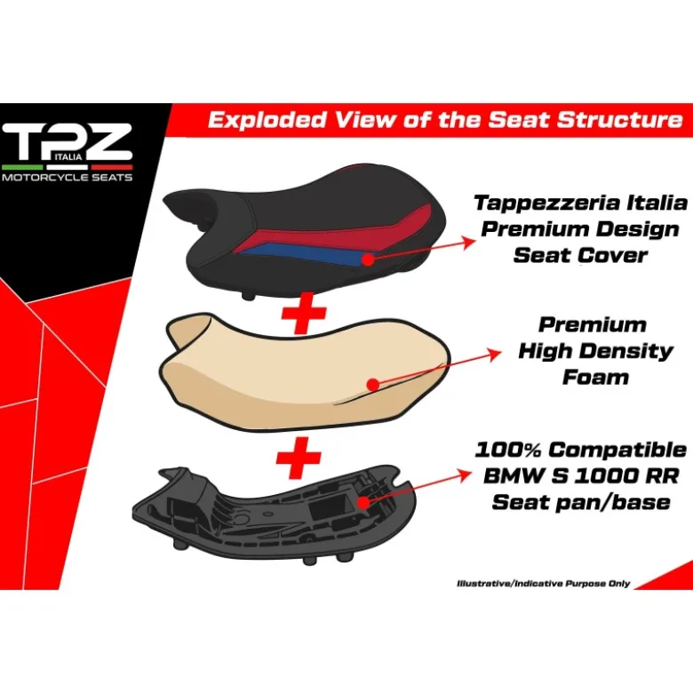 Sella completa compatibile - BMW S 1000 RR 2019-2025 - mod Varel Velvet - Ribassata