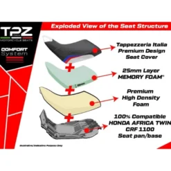 Sella completa compatibile - Honda Africa Twin 1100 2020-2025 - mod Asmara Comfort System - Ribassata