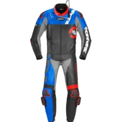Tuta Divisa In Pelle Spidi Dp-Progressive Touring Nero Rosso Blu