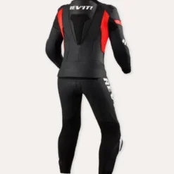 Tuta Divisibile in Pelle Revit Argon 3 Nero Neon Rosso