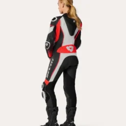 Tuta Donna Intera In Pelle Revit Xena 4 Bianco Rosso Neon