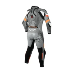 Tuta Intera In Pelle Macna Ignite Grigio Nero Arancione