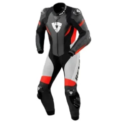 Tuta Intera In Pelle Revit Control Nero Neon Rosso