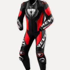 Tuta Intera In Pelle Revit Hyperspeed 3 Nero Neon Rosso