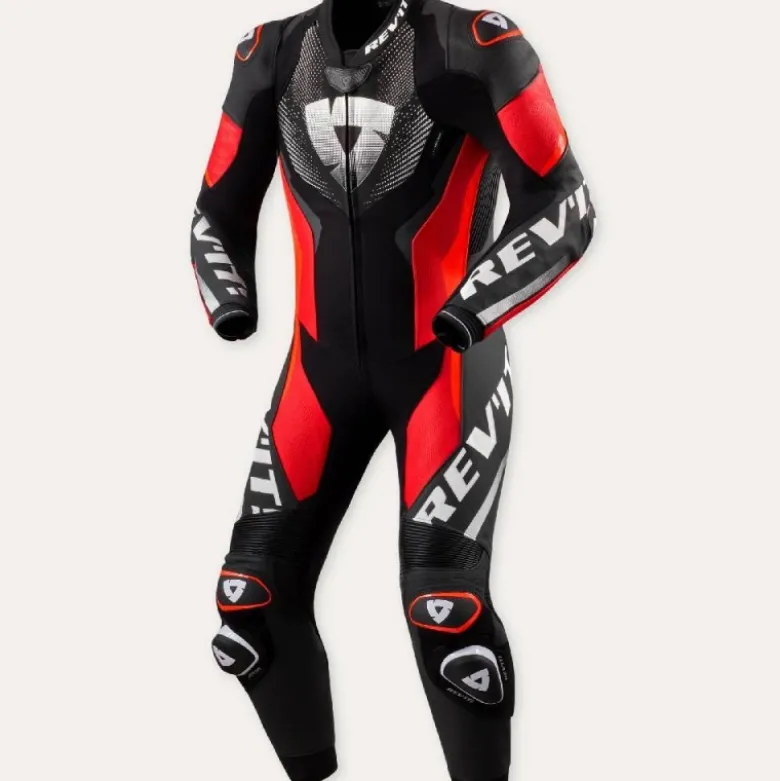 Tuta Intera In Pelle Revit Hyperspeed 3 Nero Neon Rosso