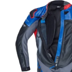 Tuta Intera In Pelle Spidi Dp-Progressive Perforated Pro Nero Rosso Blu