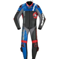 Tuta Intera In Pelle Spidi Dp-Progressive Perforated Pro Nero Rosso Blu