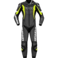 Tuta Intera In Pelle Spidi Sport Warrior Perforated Pro Nero Giallo Fluo