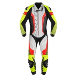 Tuta Intera In Pelle Spidi Supersonic Perforated Pro Nero Giallo Fluo